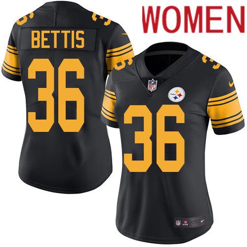 Women Pittsburgh Steelers #36 Jerome Bettis Nike Black Vapor Limited Rush NFL Jersey